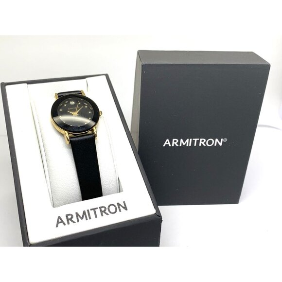 Armitron Women\'s Watch 75/2447GPB Quartz Gold Black Leather Strap 24mm main image 11